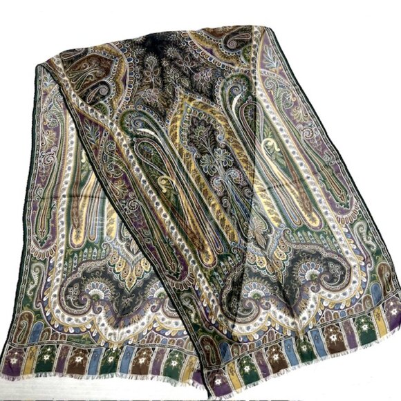 #37  Vintage  ETRO scarf is a luxurious piece made of 100% silk chiffon 56"x17" - Picture 7 of 11